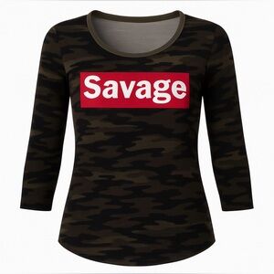 Rebel Sugar Camo ‘Savage’ (3/4 Length Sleeves) T-Shirt Sz Sm